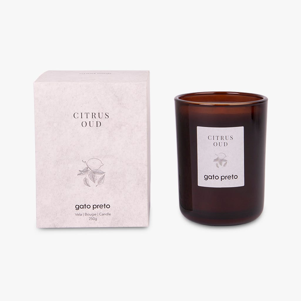 Vela Perfumada em Copo de Vidro Citrus e Baunilha ORIENTAL GARDEN - Gato Preto