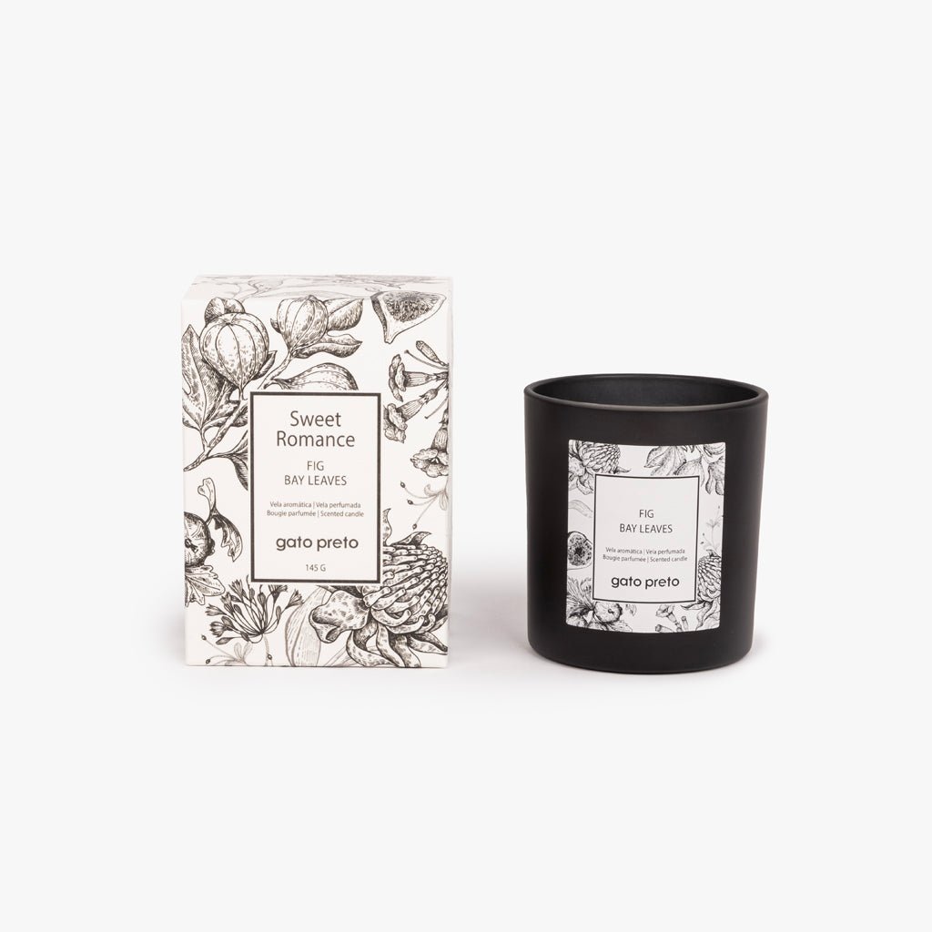 Vela Perfumada em Copo de Vidro Fig Bay Leaves SWEET ROMANCE - Gato Preto