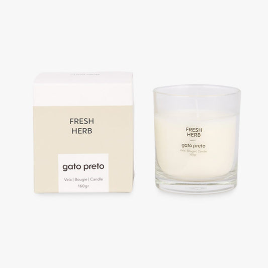 Vela Perfumada em Copo de Vidro Fresh Herb PRIME ESSENCE - Gato Preto