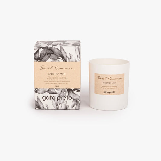 Vela Perfumada em Copo de Vidro Greentea Mint SWEET ROMANCE - Gato Preto
