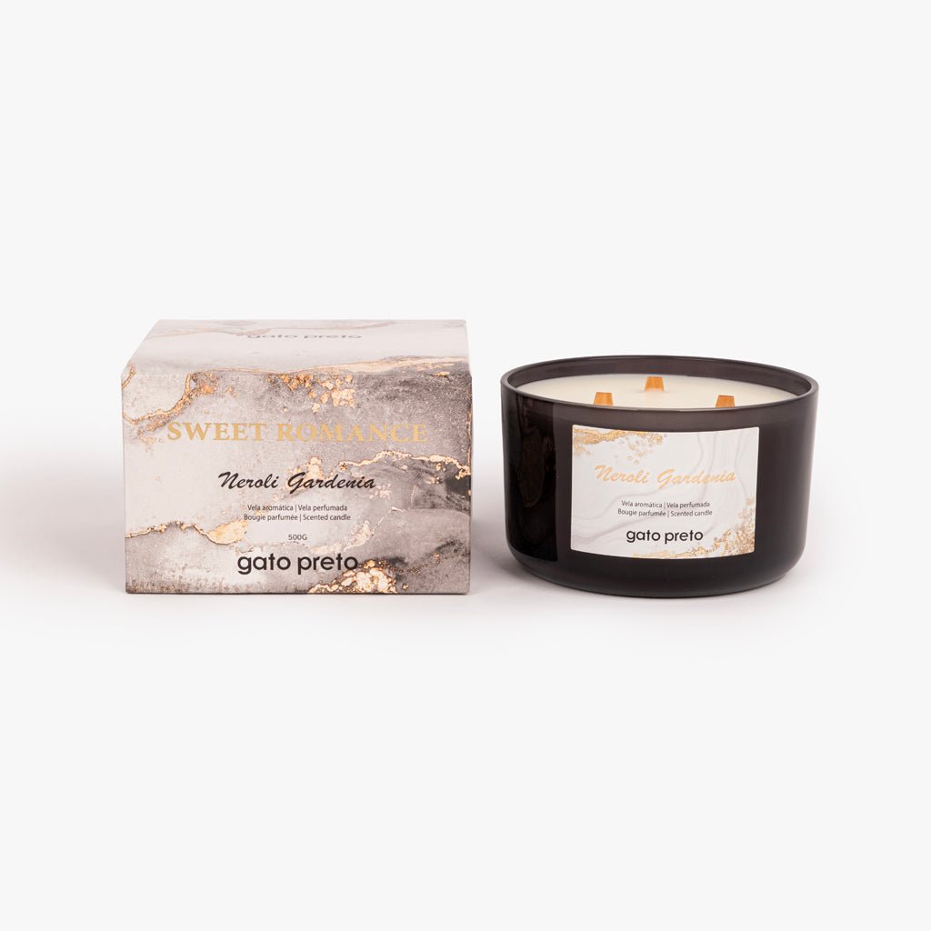 Vela Perfumada em Copo de Vidro Neroli Gardenia SWEET ROMANCE - Gato Preto