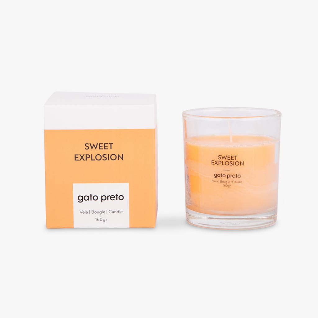 Vela Perfumada em Copo de Vidro Sweet Explostion PRIME ESSENCE - Gato Preto
