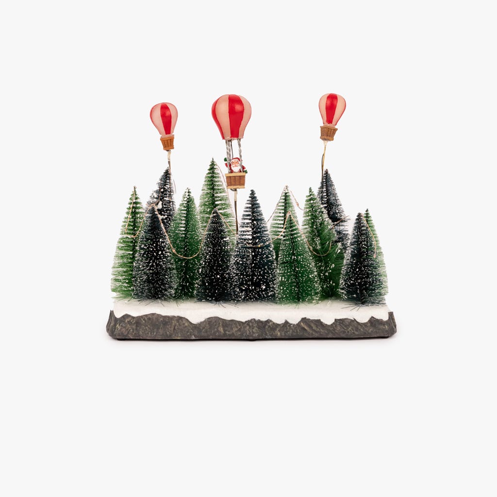 Vila de Pinheiros e Balões com LED NEW BRIGHT - Gato Preto