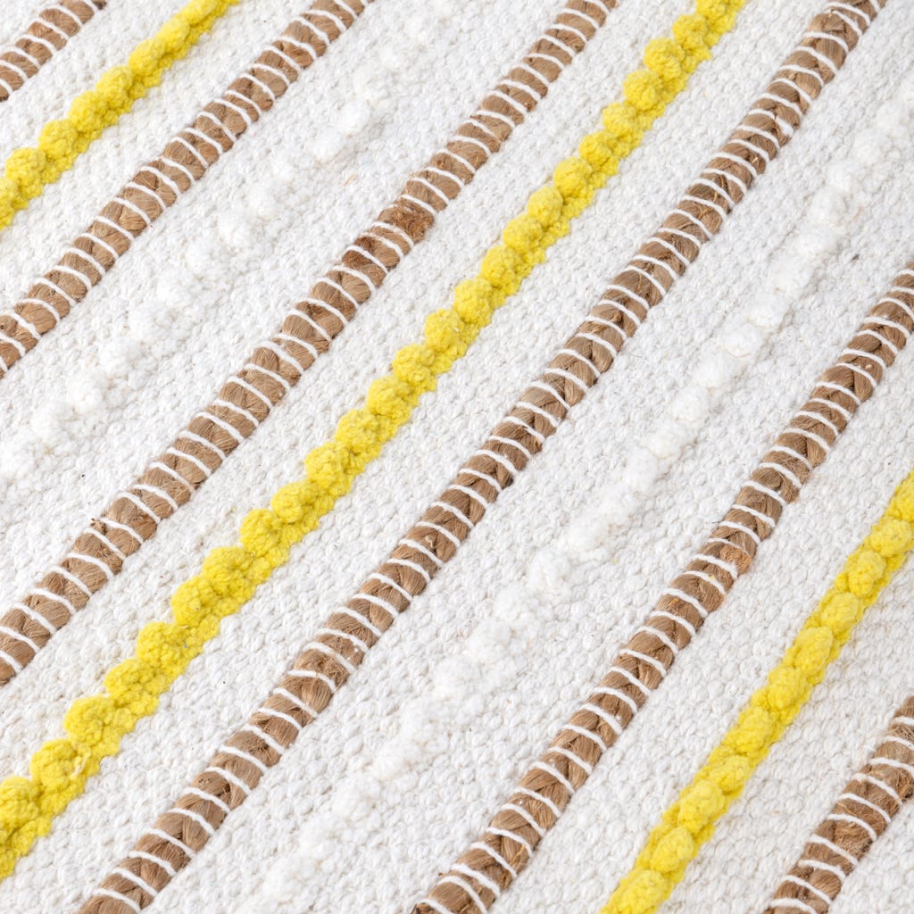 Tapis rayures jute blanc et jaune 120x180 cm DAMAIA