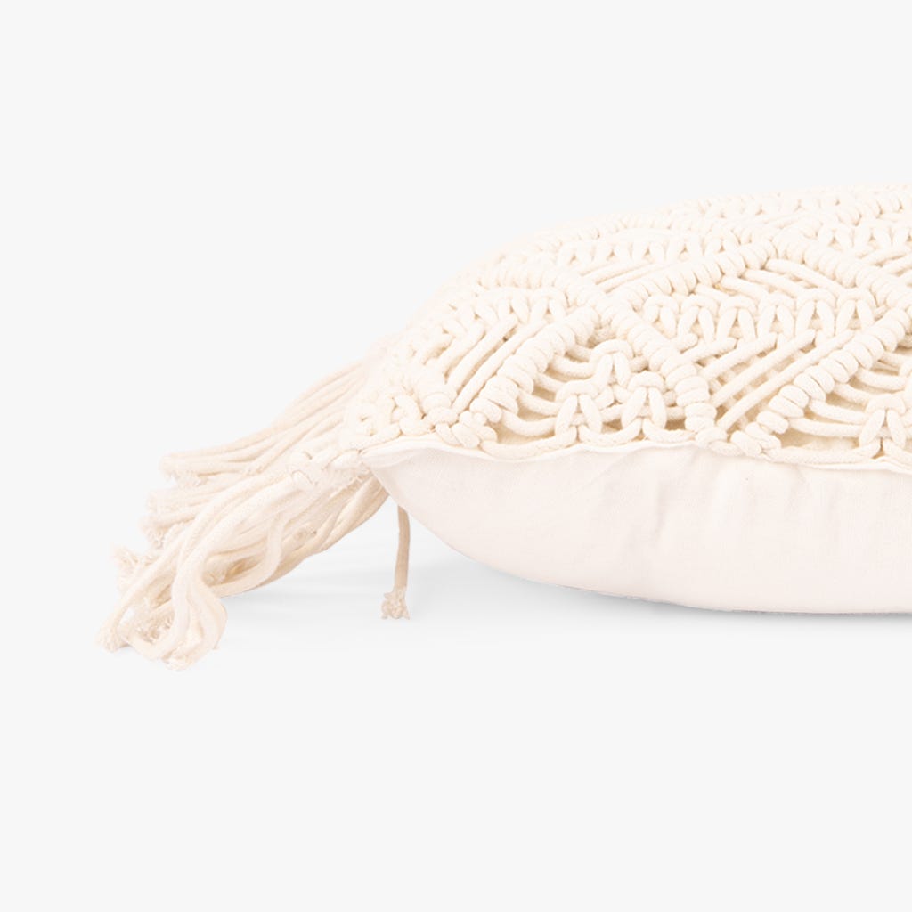 Capa de almofada algodão macramé branco 30x50cm SORAYA