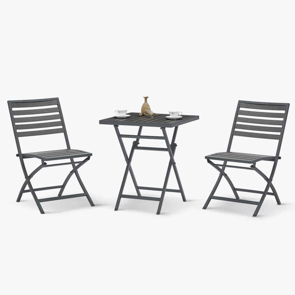 Mesa + 2 cadeiras cinza LOMBOK