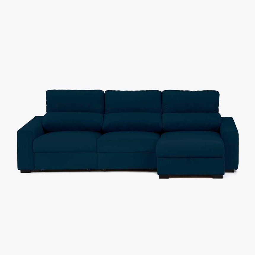 Sofa with Chaise Longue Blue RUFFALO