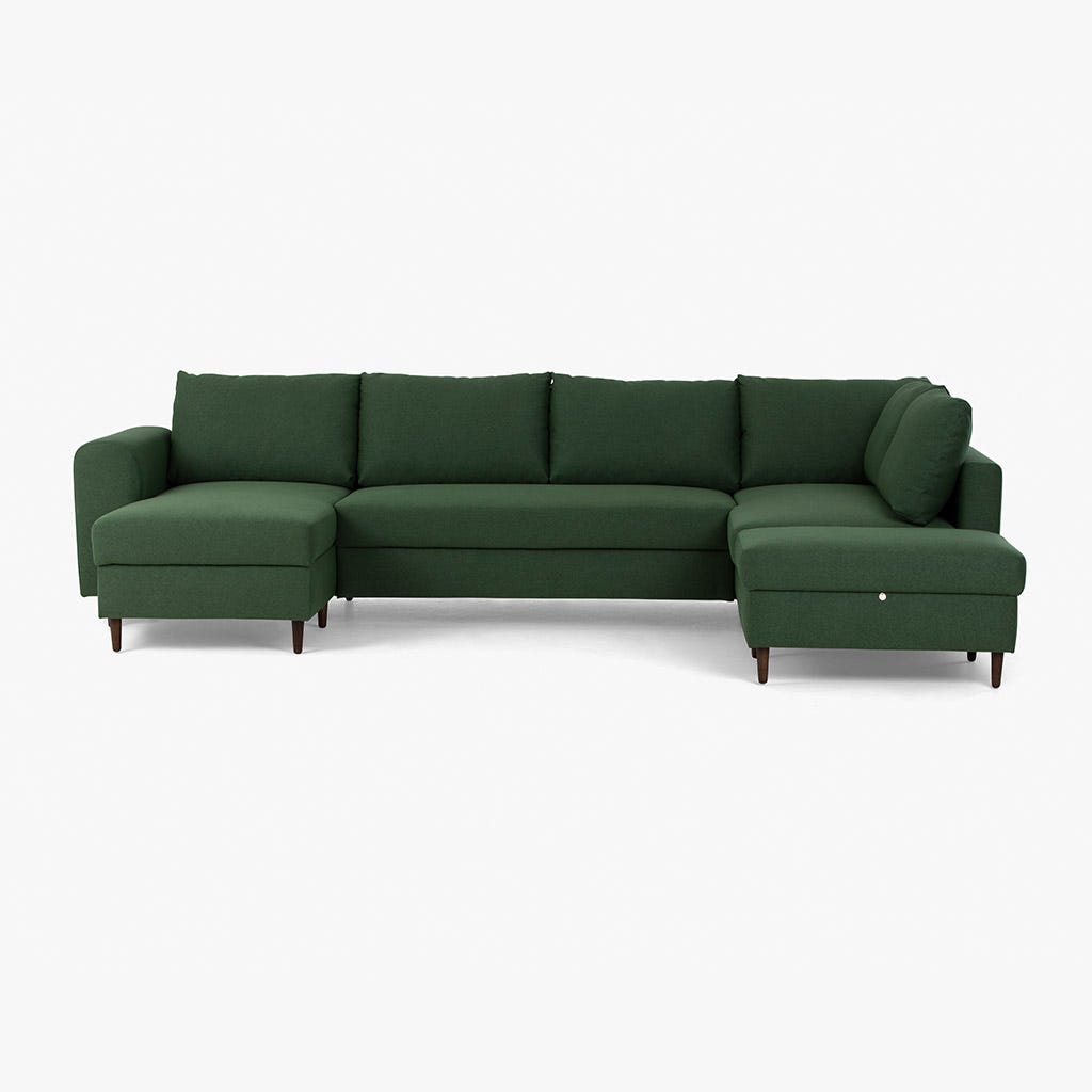 Sofá com chaise longue verde CRAIG