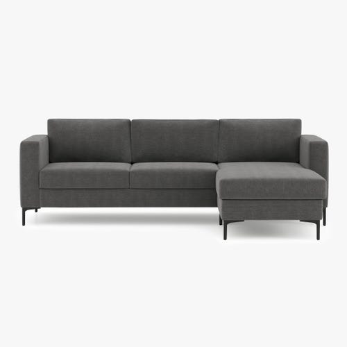 Sofa with chaise longue grey CHAPLIN