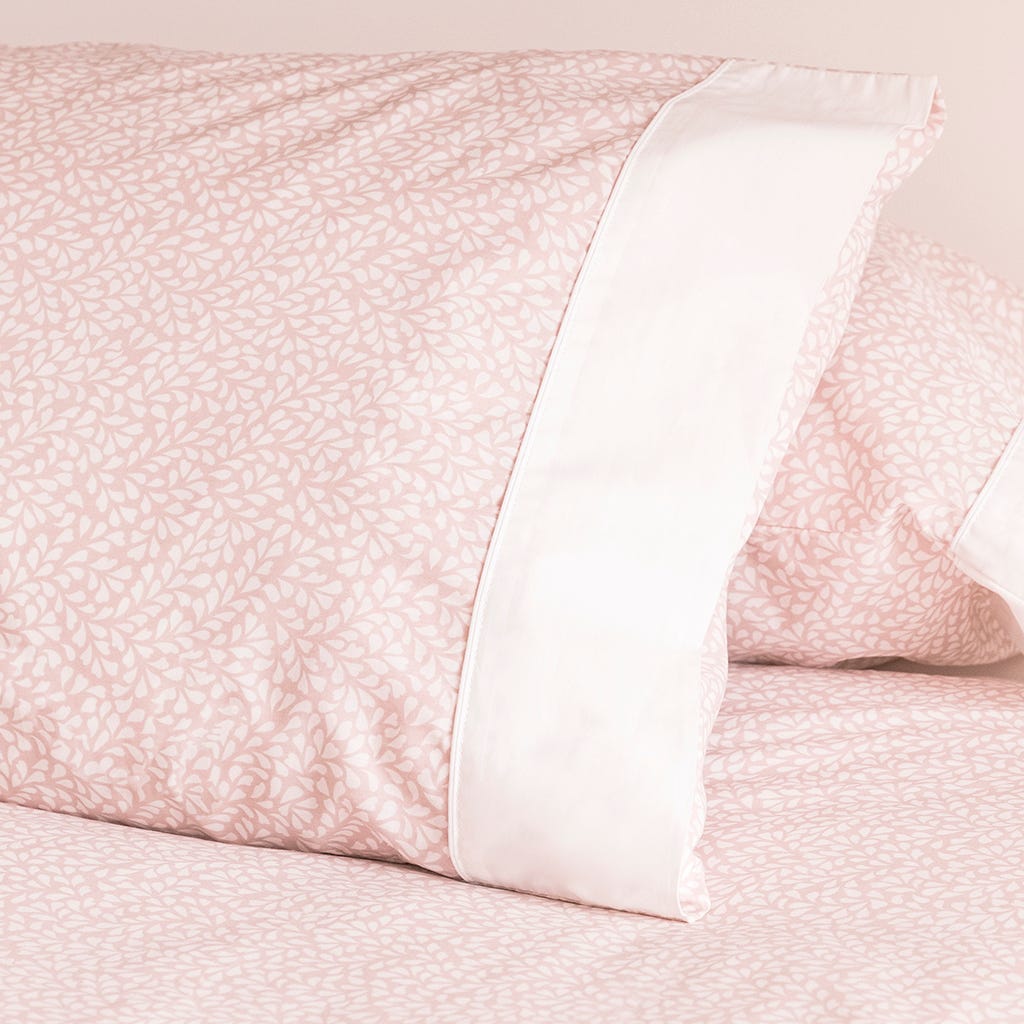 Taie percale blanc et rose 45x155 cm ZALEIA