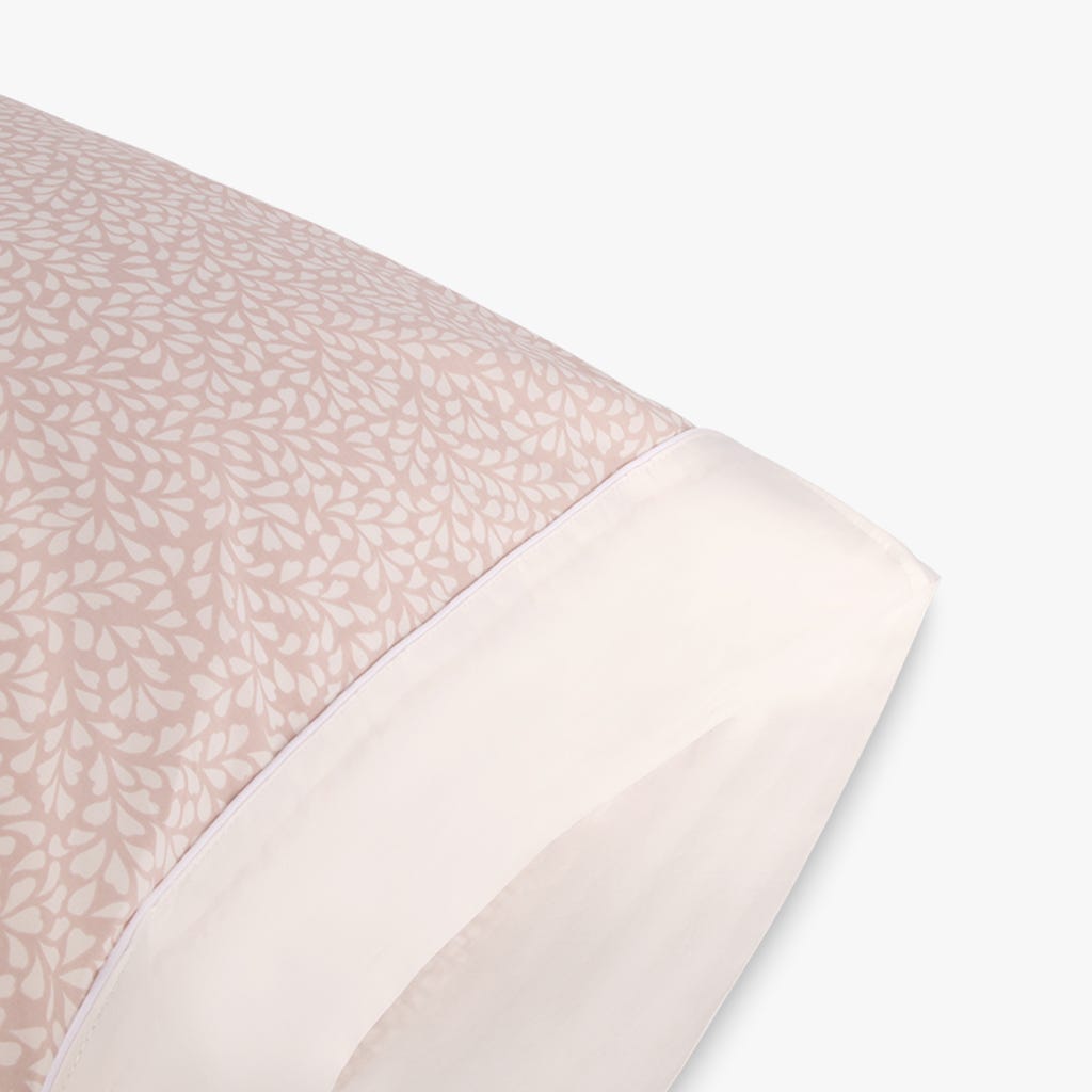Taie percale blanc et rose 45x155 cm ZALEIA