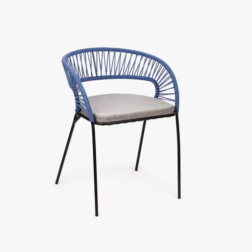 Cadeira braços azul 56x58x80cm PANTAI 