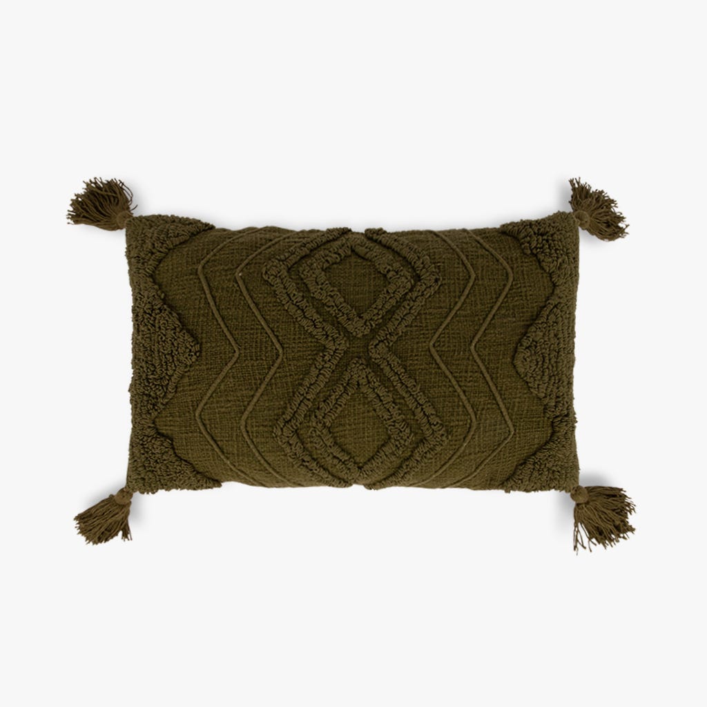 Capa de almofada algodão zigzag verde 30x50cm ZAIRE