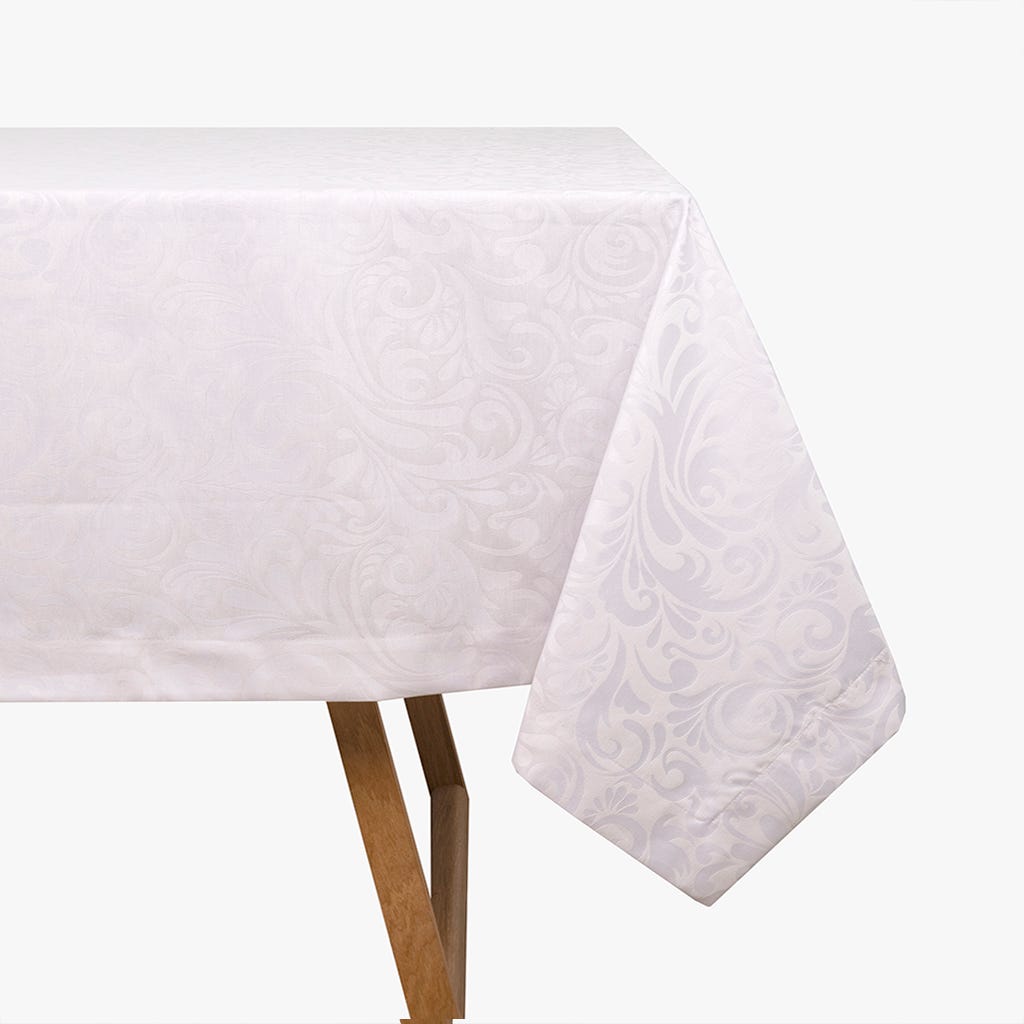 Toalha de mesa branca jacquard 160x350 LIVIA