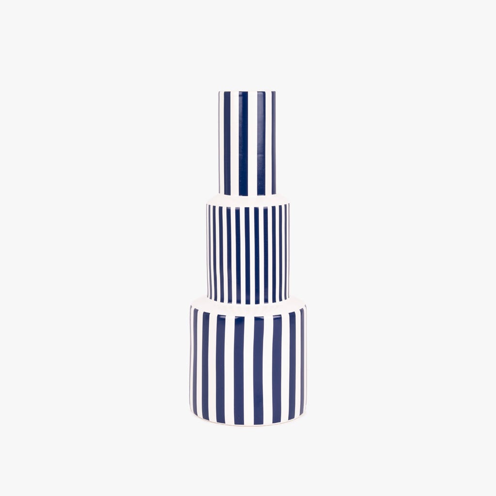 Vase à rayures bleu et blanc 13x35,5cm ABSTRACT