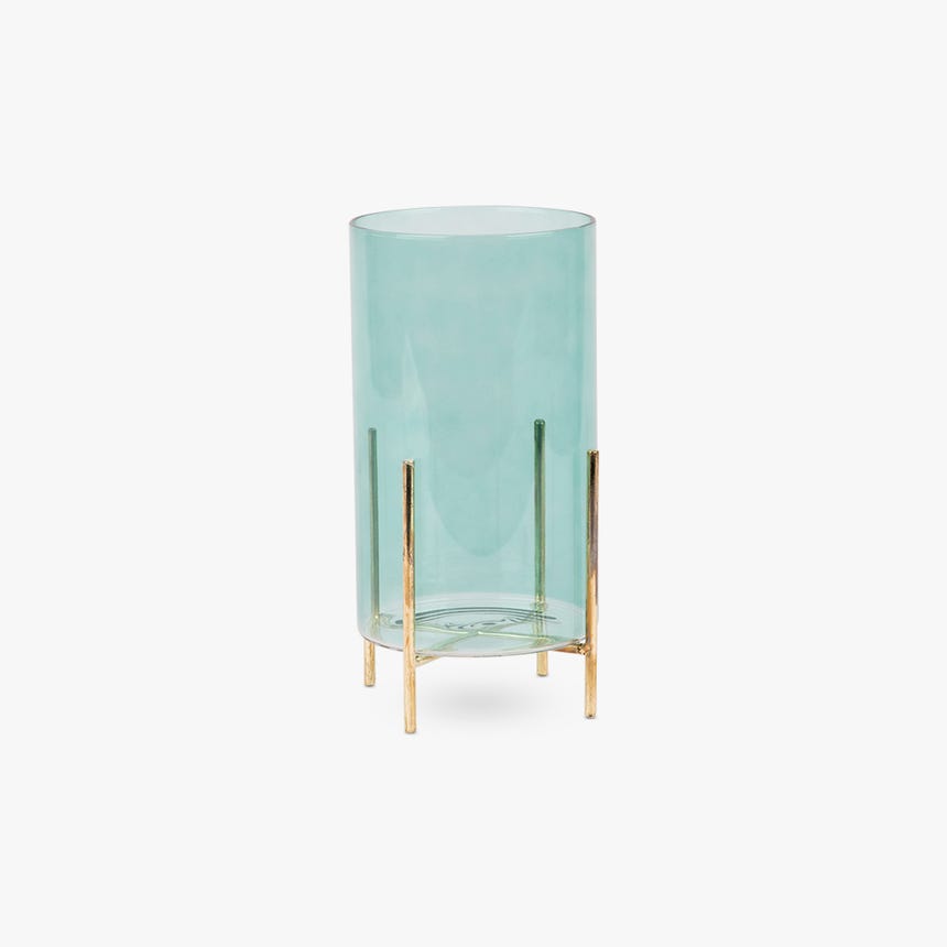Vase verre turquoise D10x20cm GLASS