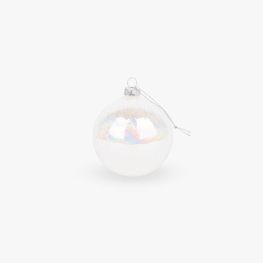 Bola de cristal con purpurina blanca 8cm KITSCH 