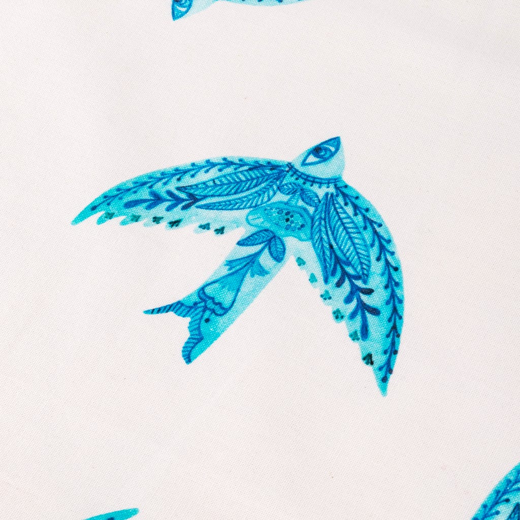 Tablier coton oiseau bleu 75x90cm BLUE BIRD