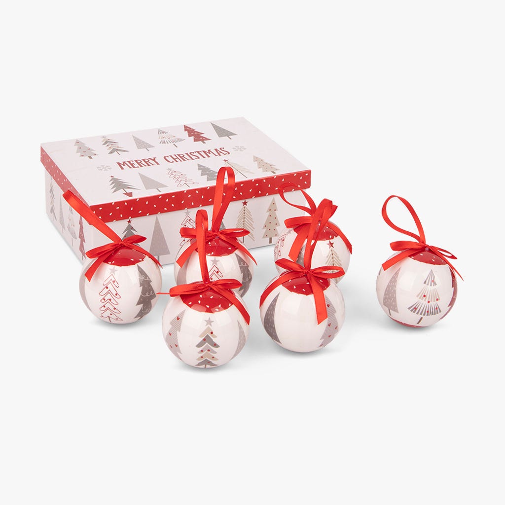 Boules de Noël rouge (6 pièces) FARMLAND